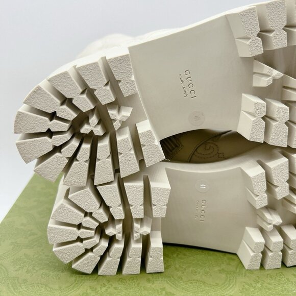 Gucci Marmont GG Interlock Embossed Lace Up Boots White Leather Platform EU 41 - Picture 10 of 13